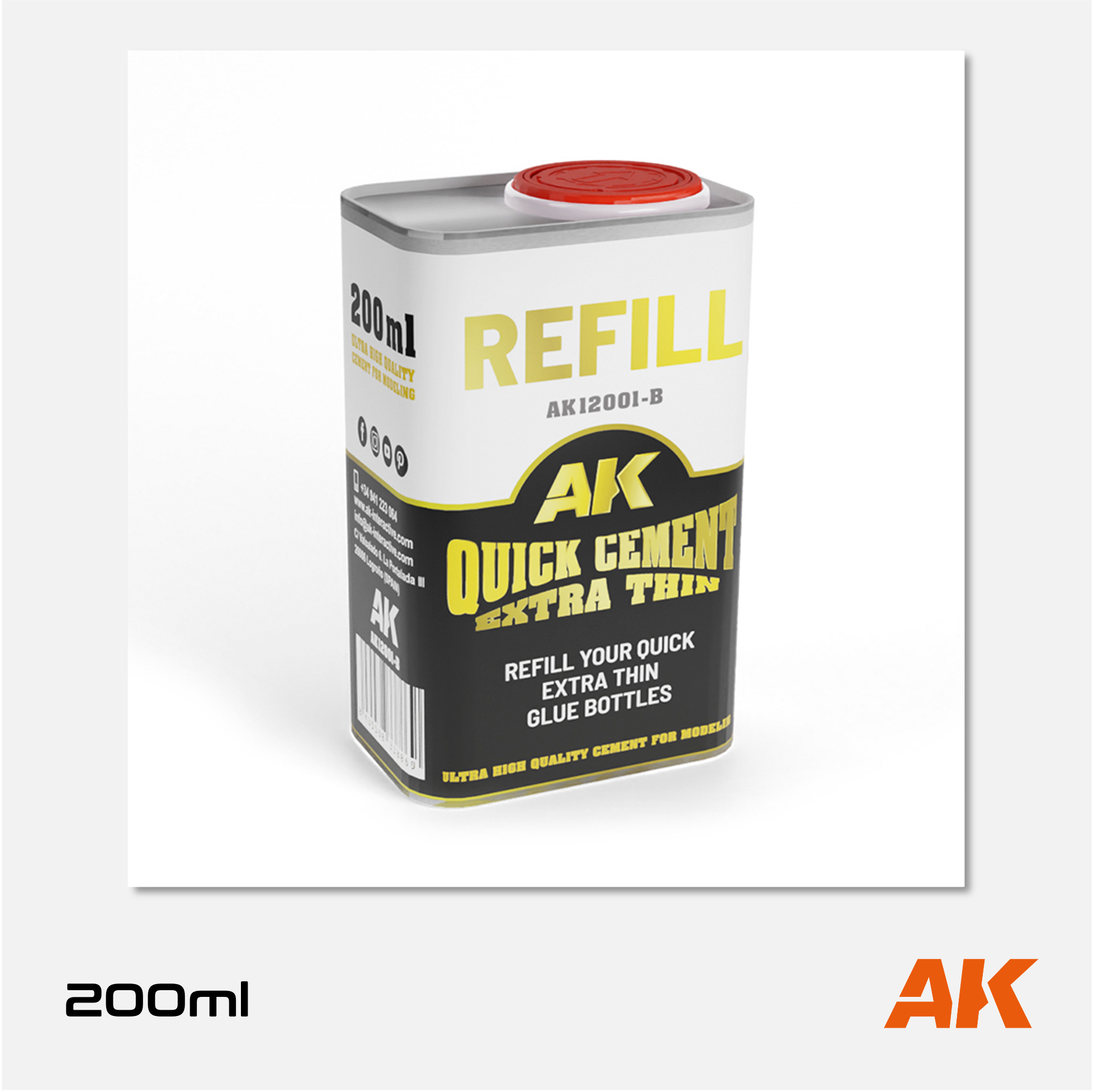 AK Quick Cement - Extra Thin 200ml Refill