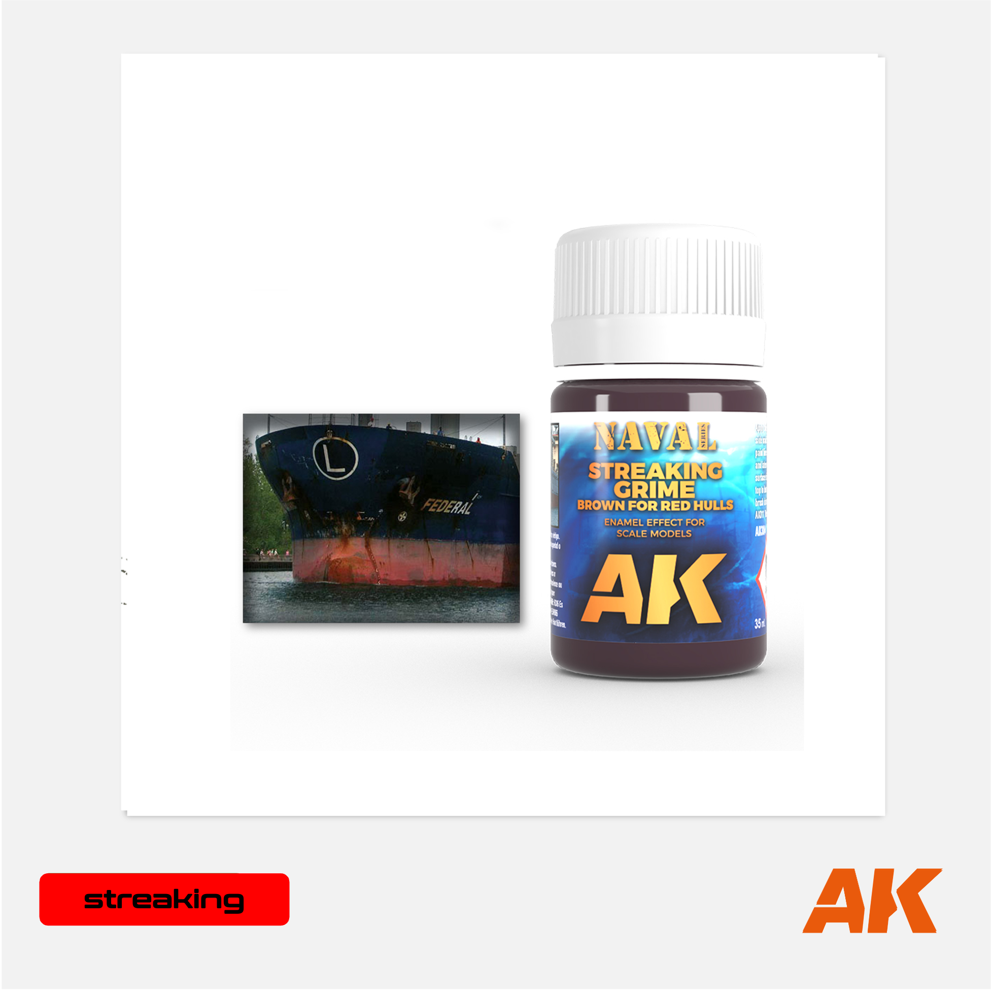 AK Effects - Naval Streaking Grime Brown for Red Hulls