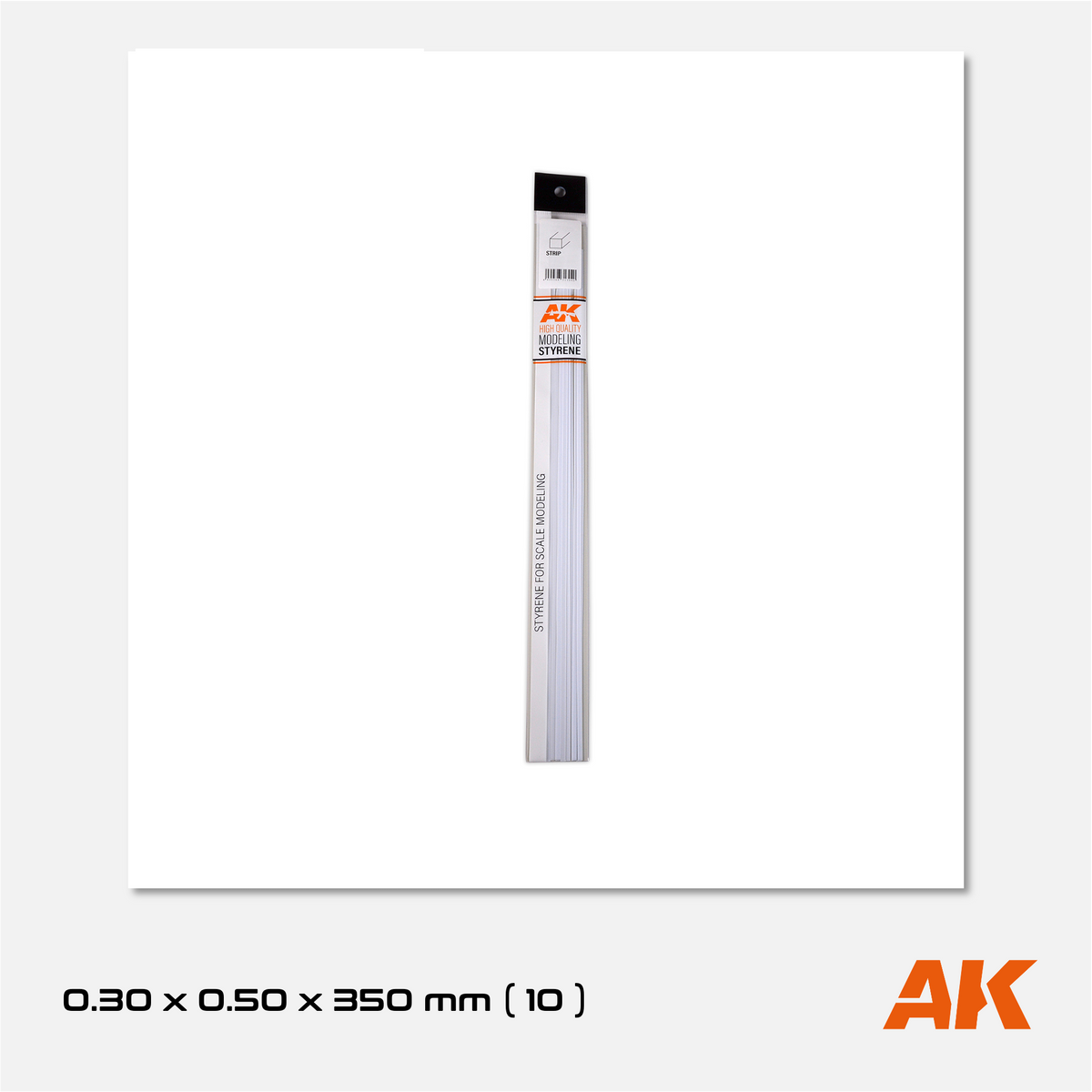 AK Styrene Strip 0.30mm x 0.50mm x 350mm (10 units)