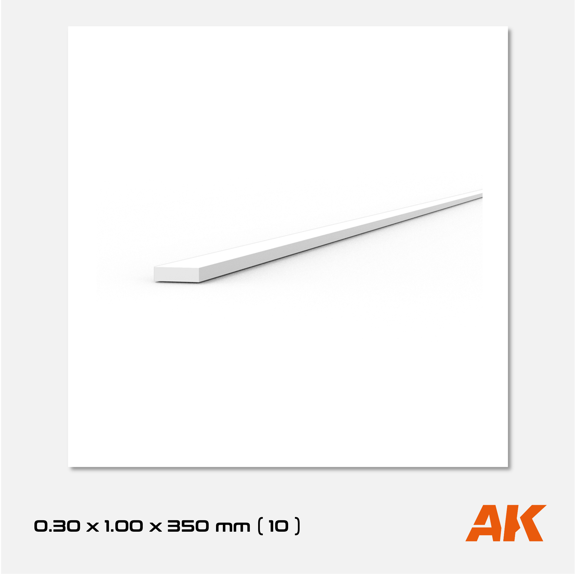 AK Styrene Strip 0.30mm x 1.00mm x 350mm (10 units)