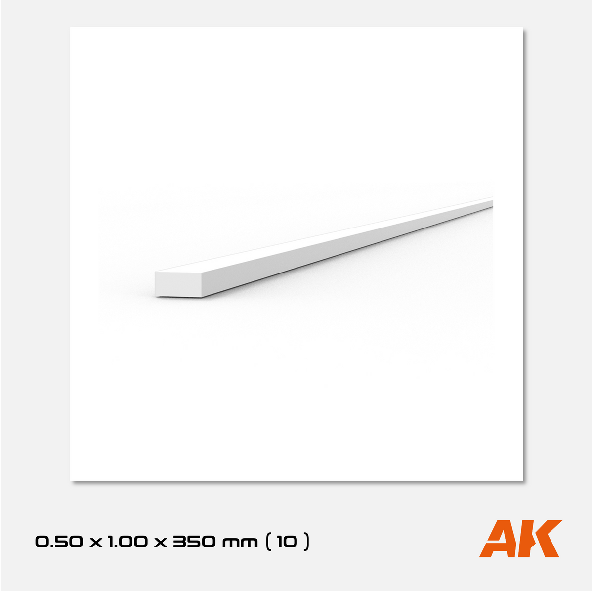 AK Styrene Strip 0.50mm x 1.00mm x 350mm (10 units)