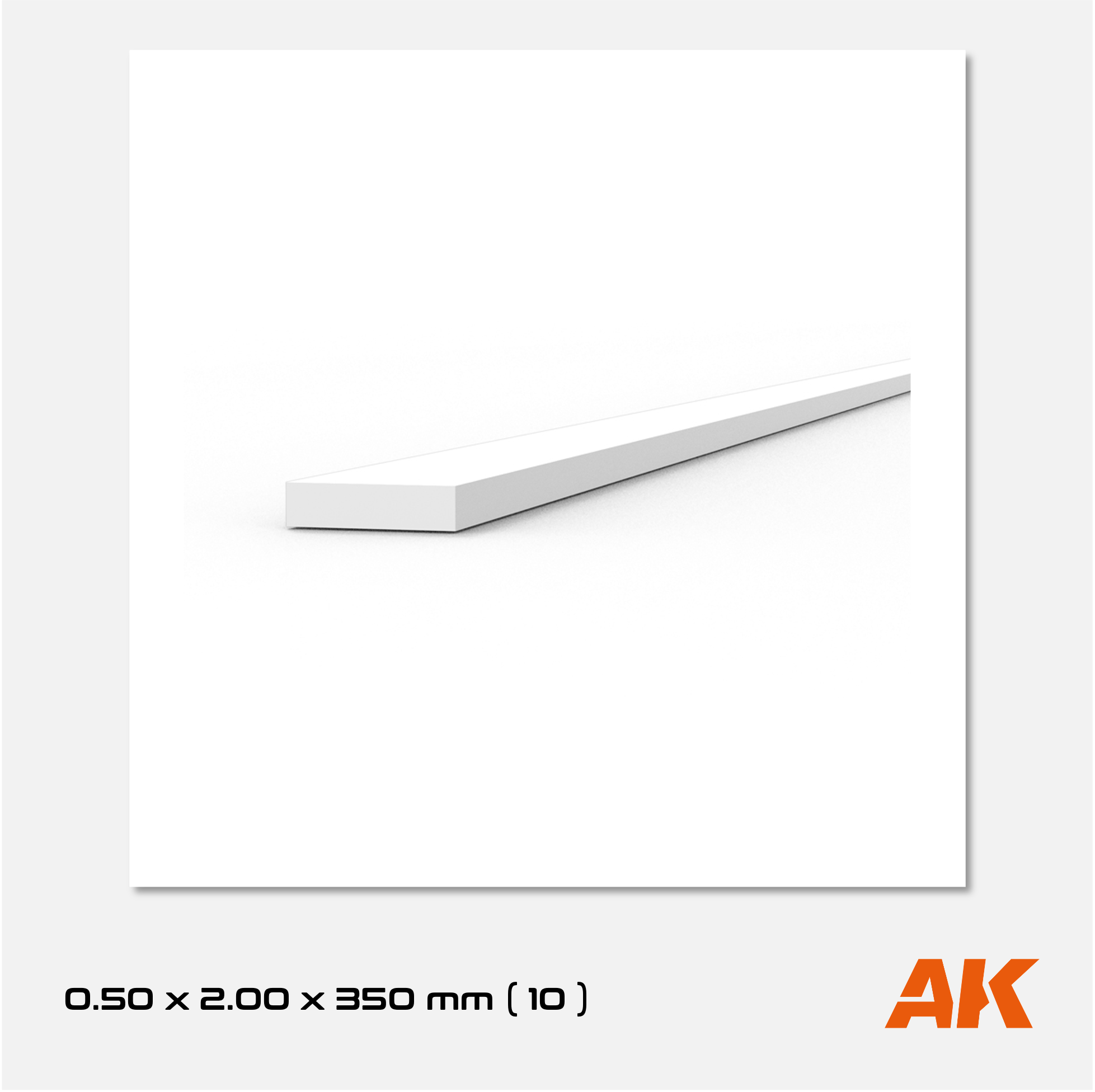 AK Styrene Strip 0.50mm x 2.00mm x 350mm (10 units)