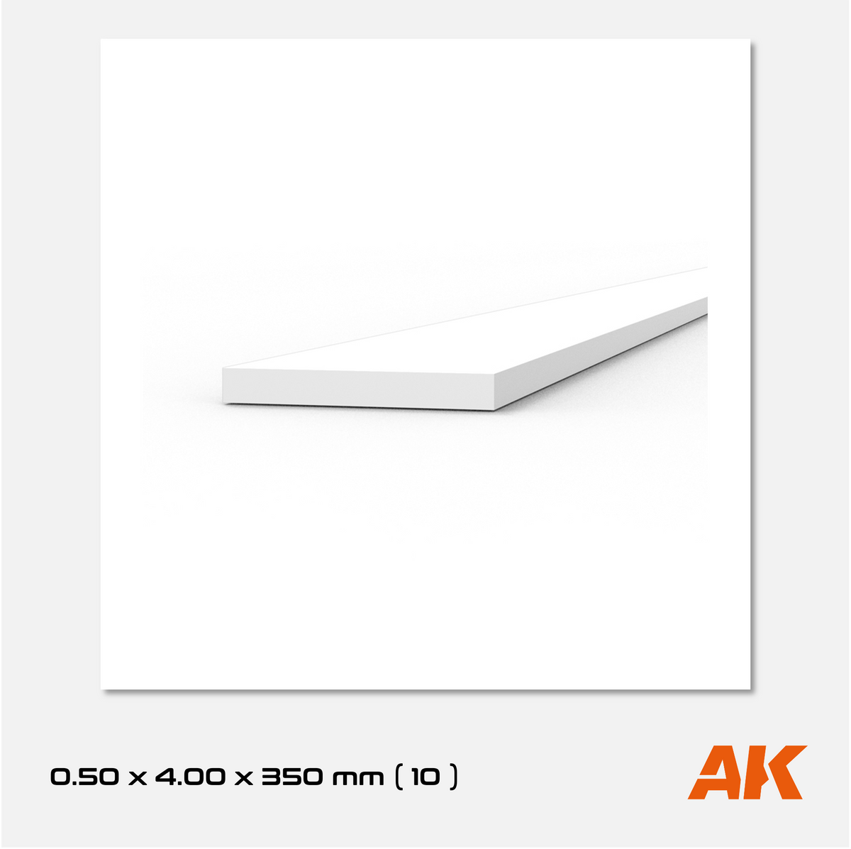 AK Styrene Strip 0.50mm x 4.00mm x 350mm (10 units)