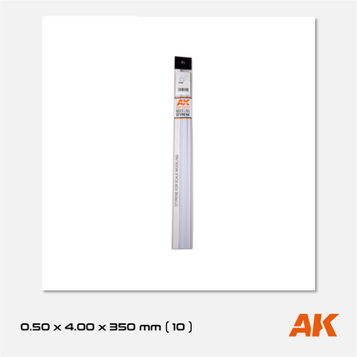 AK Styrene Strip 0.50mm x 4.00mm x 350mm (10 units)