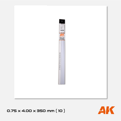 AK Styrene Strip 0.75mm x 4.00mm x 350mm (10 units)