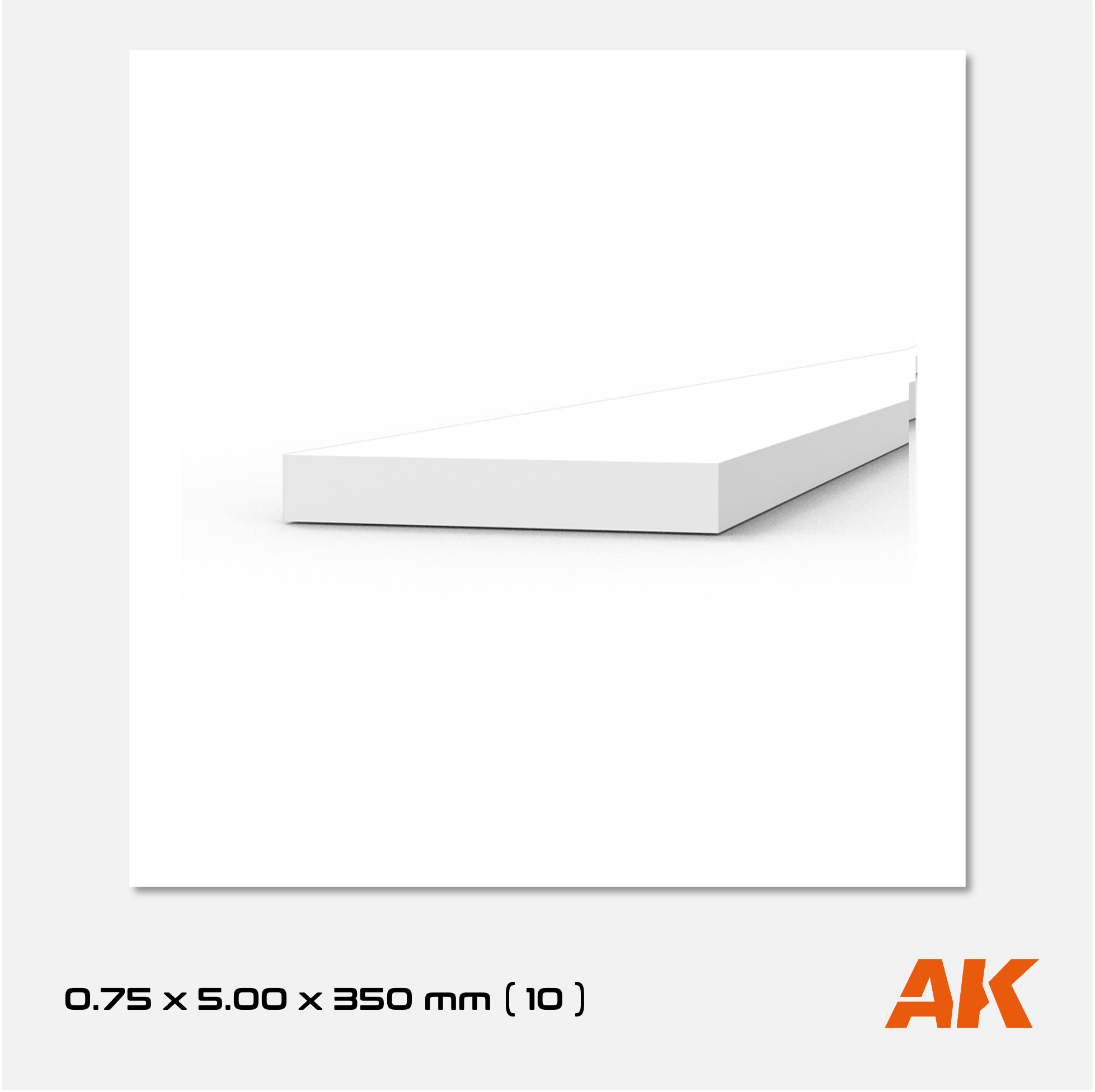 AK Styrene Strip 0.75mm x 5.00mm x 350mm (10 units)