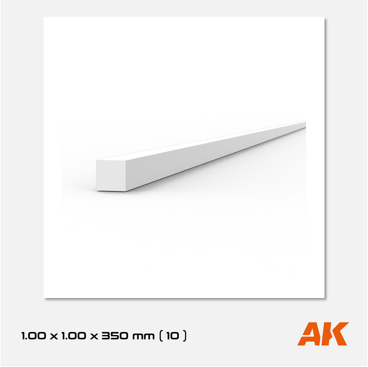 AK Styrene Strip 1.00mm x 1.00mm x 350mm (10 units)