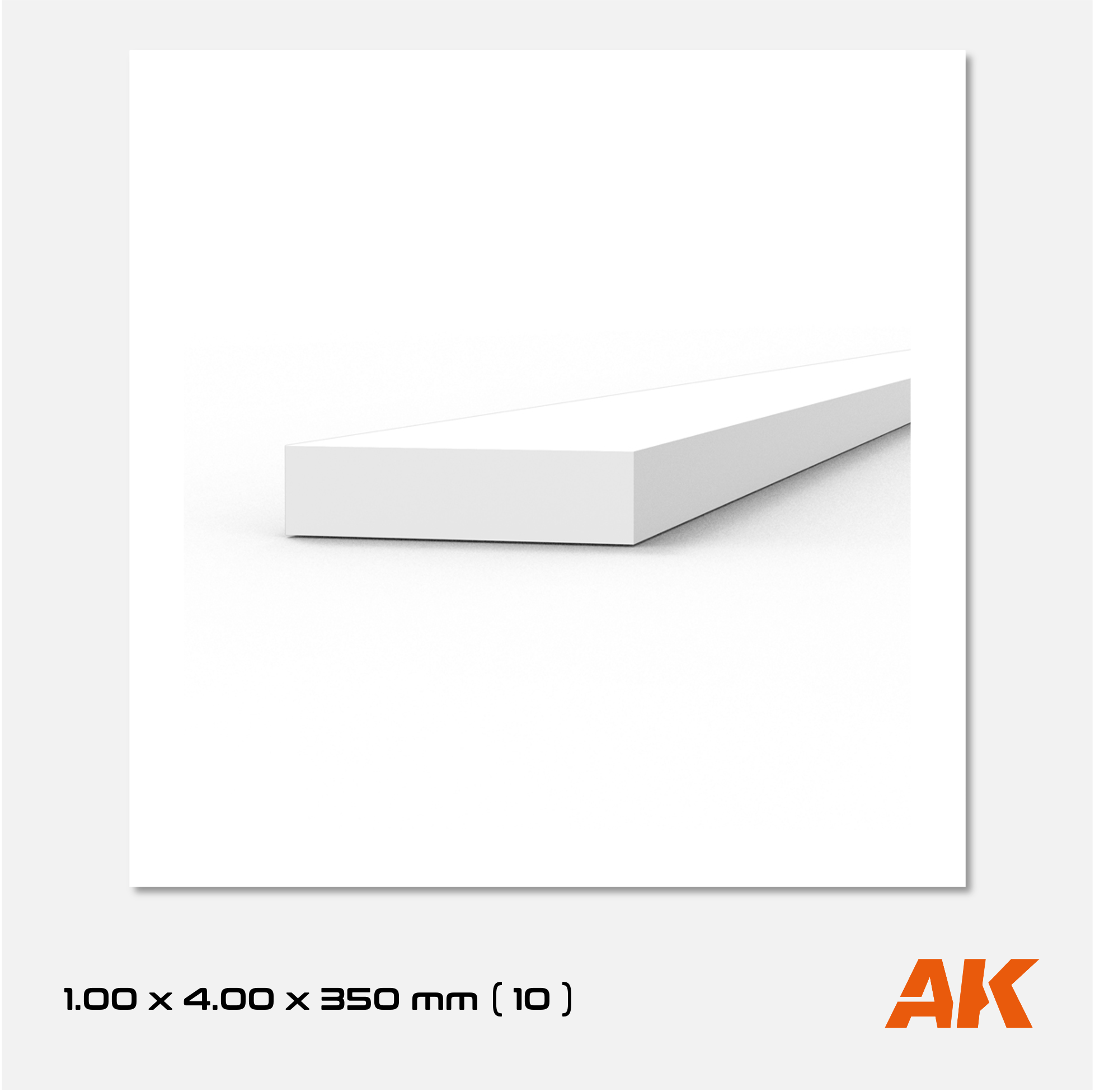 AK Styrene Strip 1.00mm x 4.00mm x 350mm (10 units)
