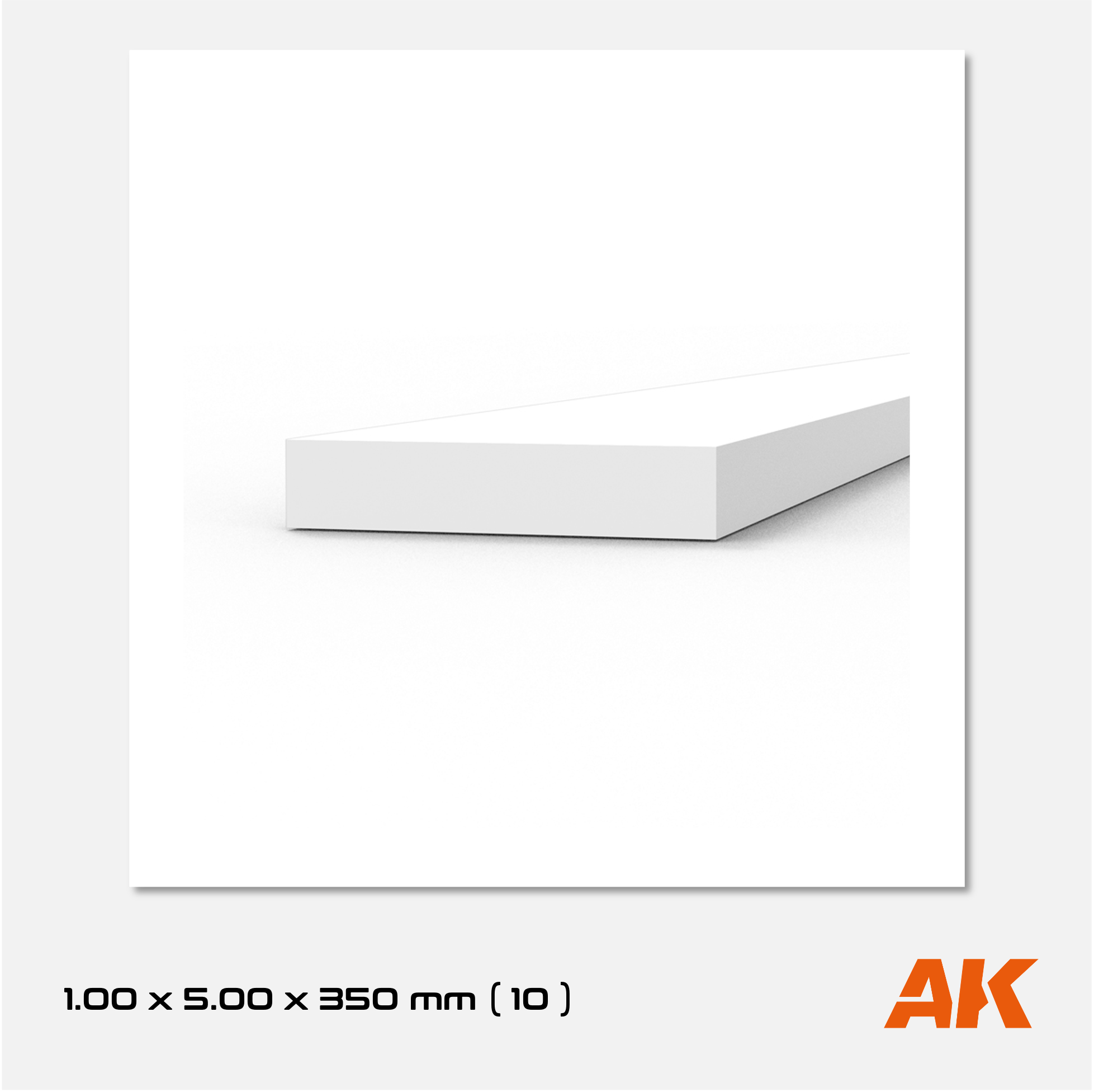 AK Styrene Strip 1.00mm x 5.00mm x 350mm (10 units)