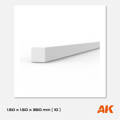 AK Styrene Strip 1.50mm x 1.50mm x 350mm (10 units)