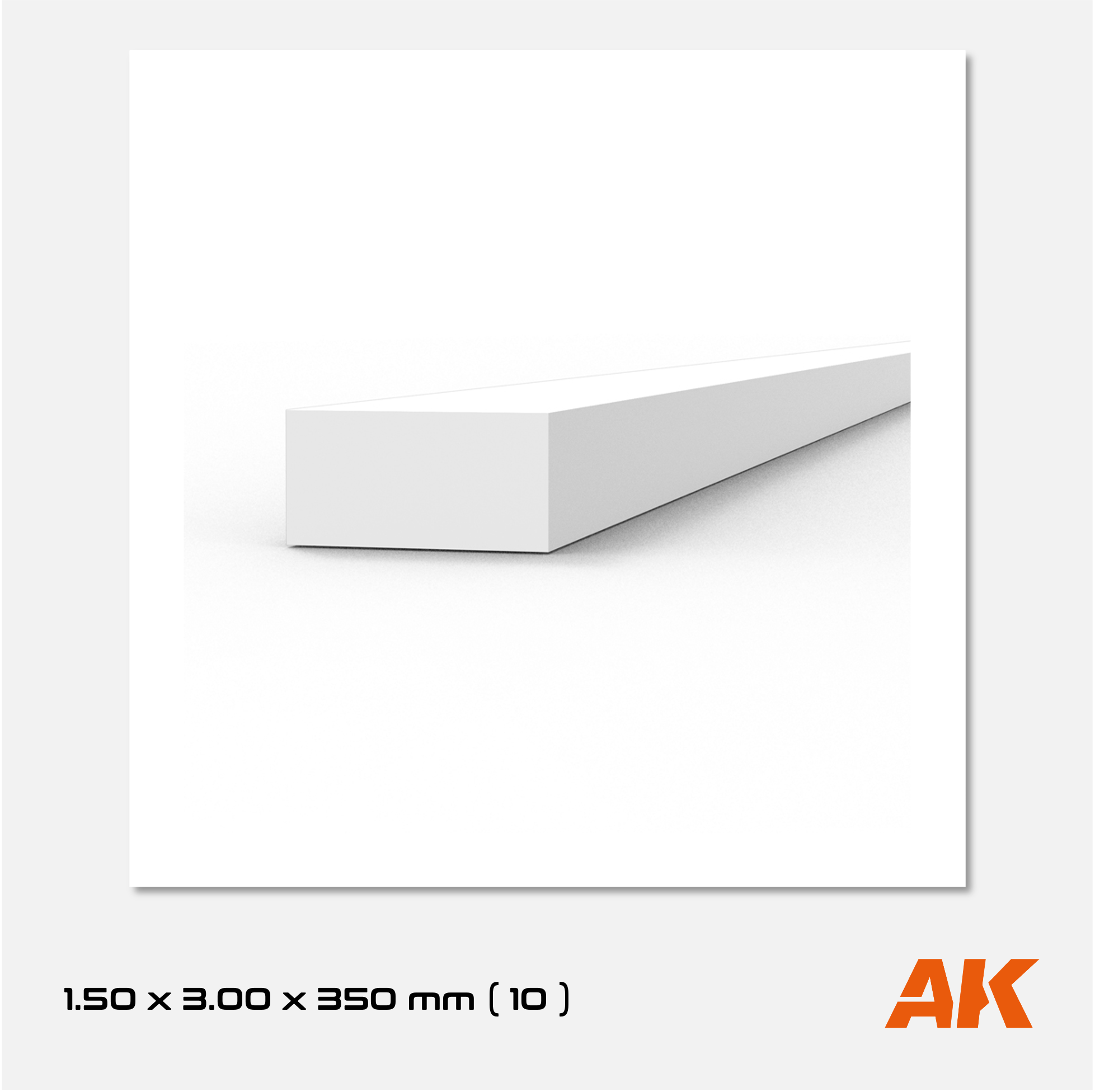 AK Styrene Strip 1.50mm x 3.00mm x 350mm (10 units)