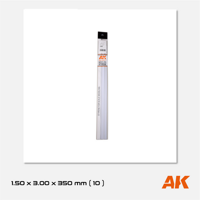 AK Styrene Strip 1.50mm x 3.00mm x 350mm (10 units)
