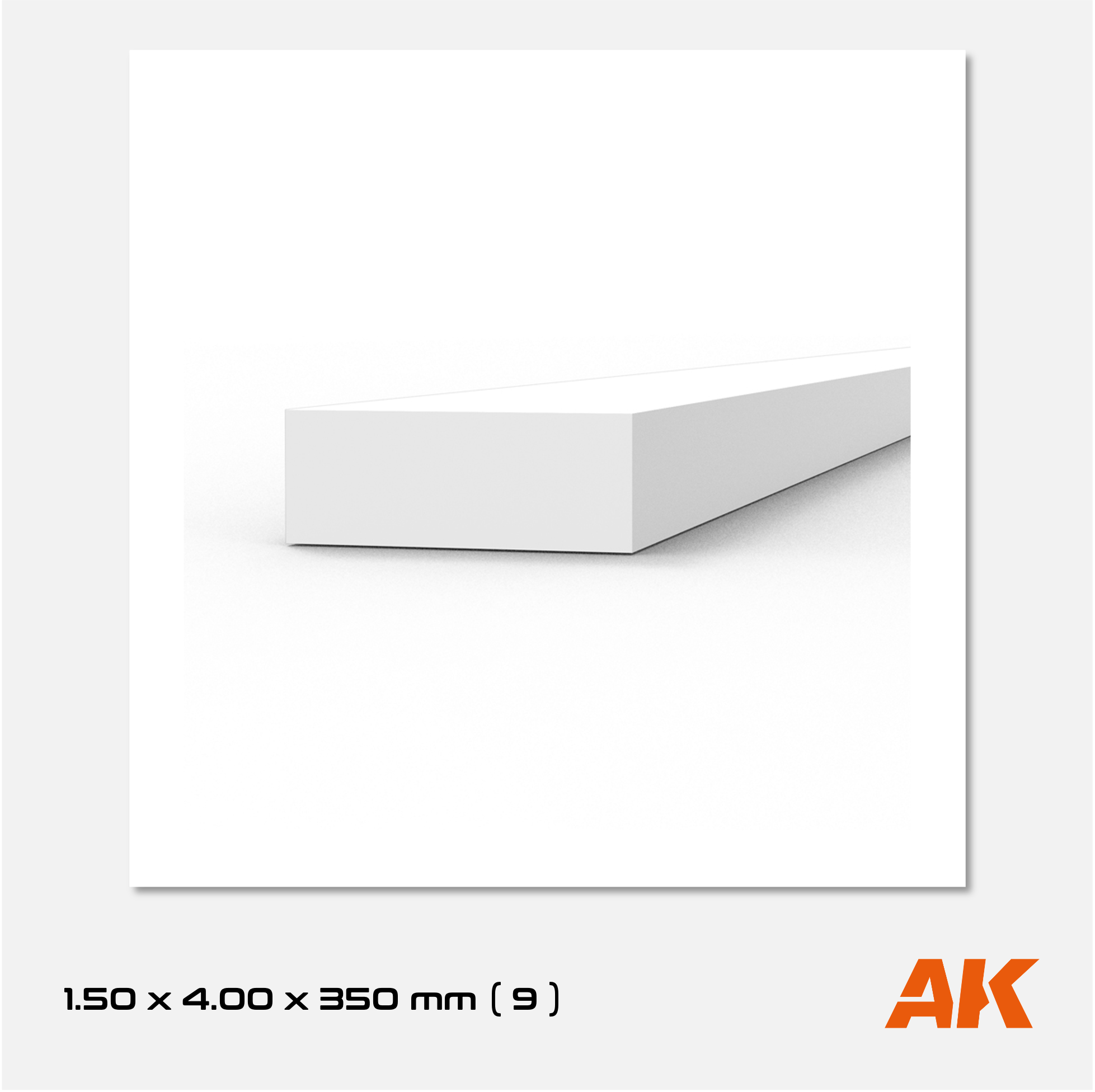 AK Styrene Strip 1.50mm x 4.00mm x 350mm (9 units)