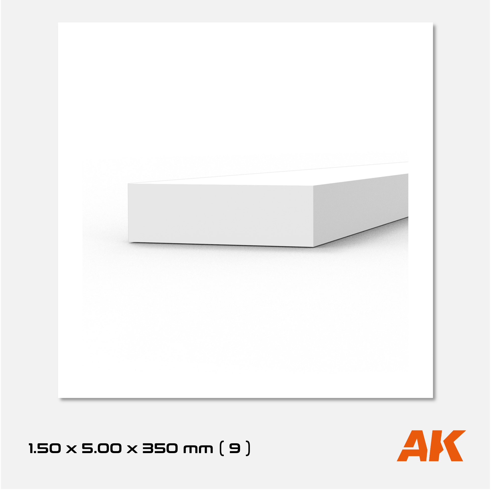 AK Styrene Strip 1.50mm x 5.00mm x 350mm (9 units)