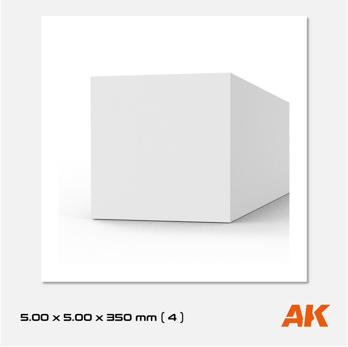 AK Styrene Strip 5.00mm x 5.00mm x 350mm (4 units)