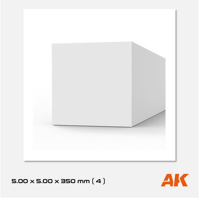 AK Styrene Strip 5.00mm x 5.00mm x 350mm (4 units)