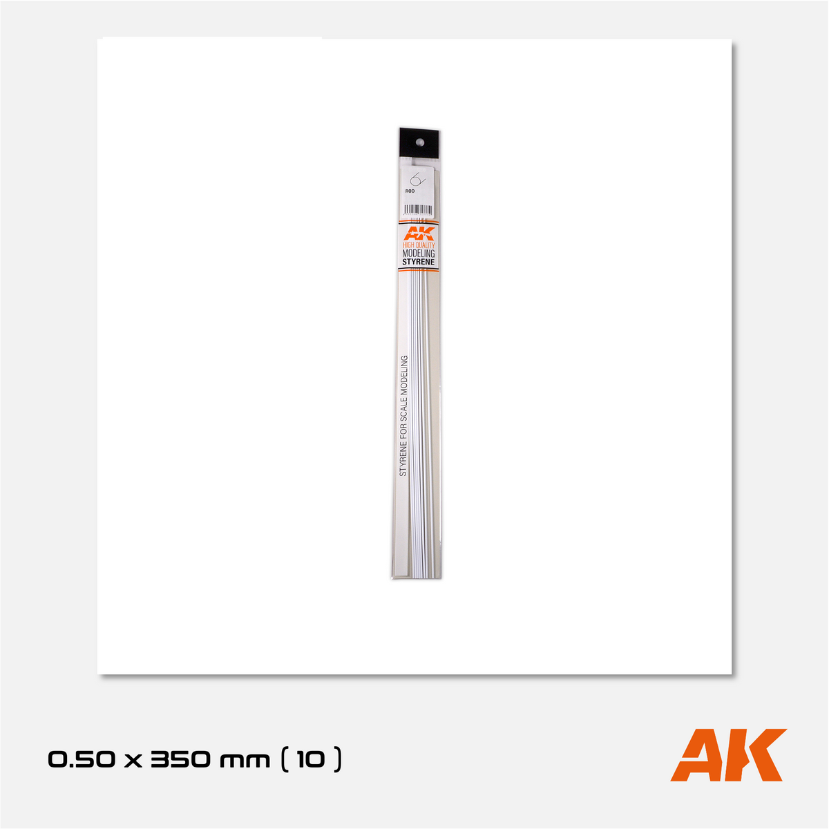 AK Styrene Rod - 0.50mm x 350mm (10 units)