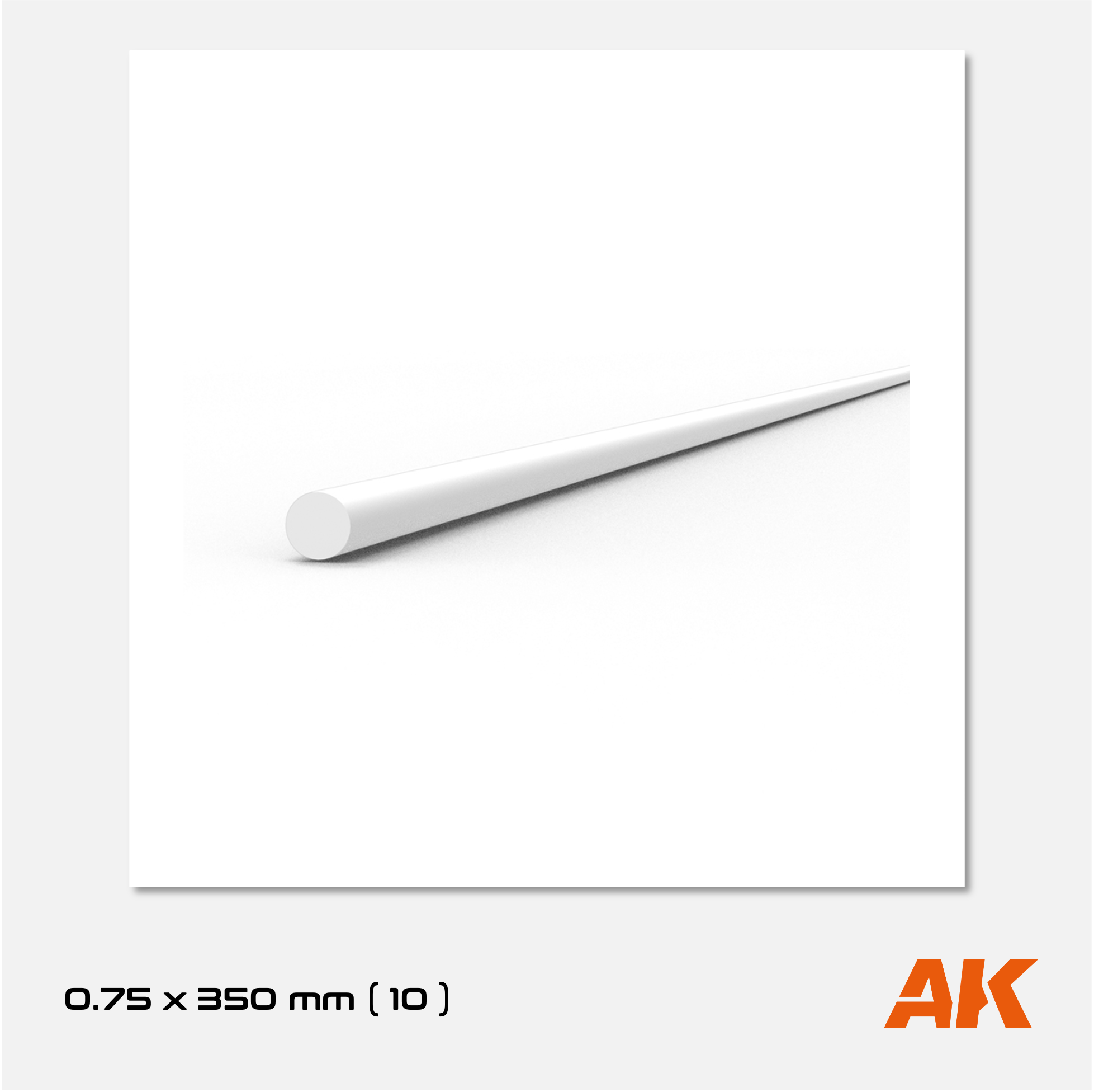 AK Styrene Rod - 0.75mm x 350mm (10 units)