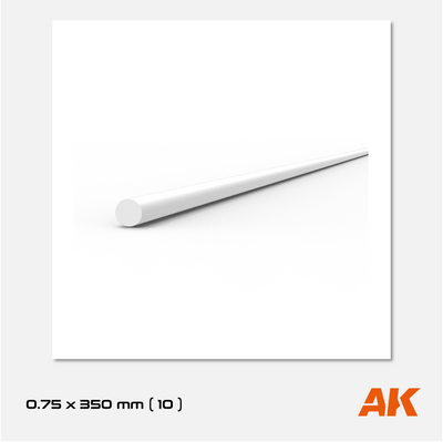 AK Styrene Rod - 0.75mm x 350mm (10 units)