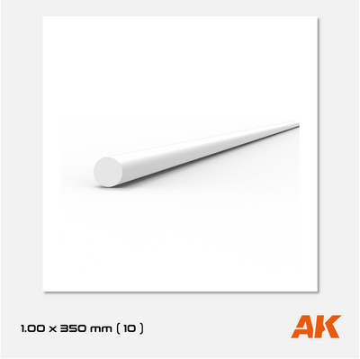 AK Styrene Rod - 1.00mm x 350mm (10 units)