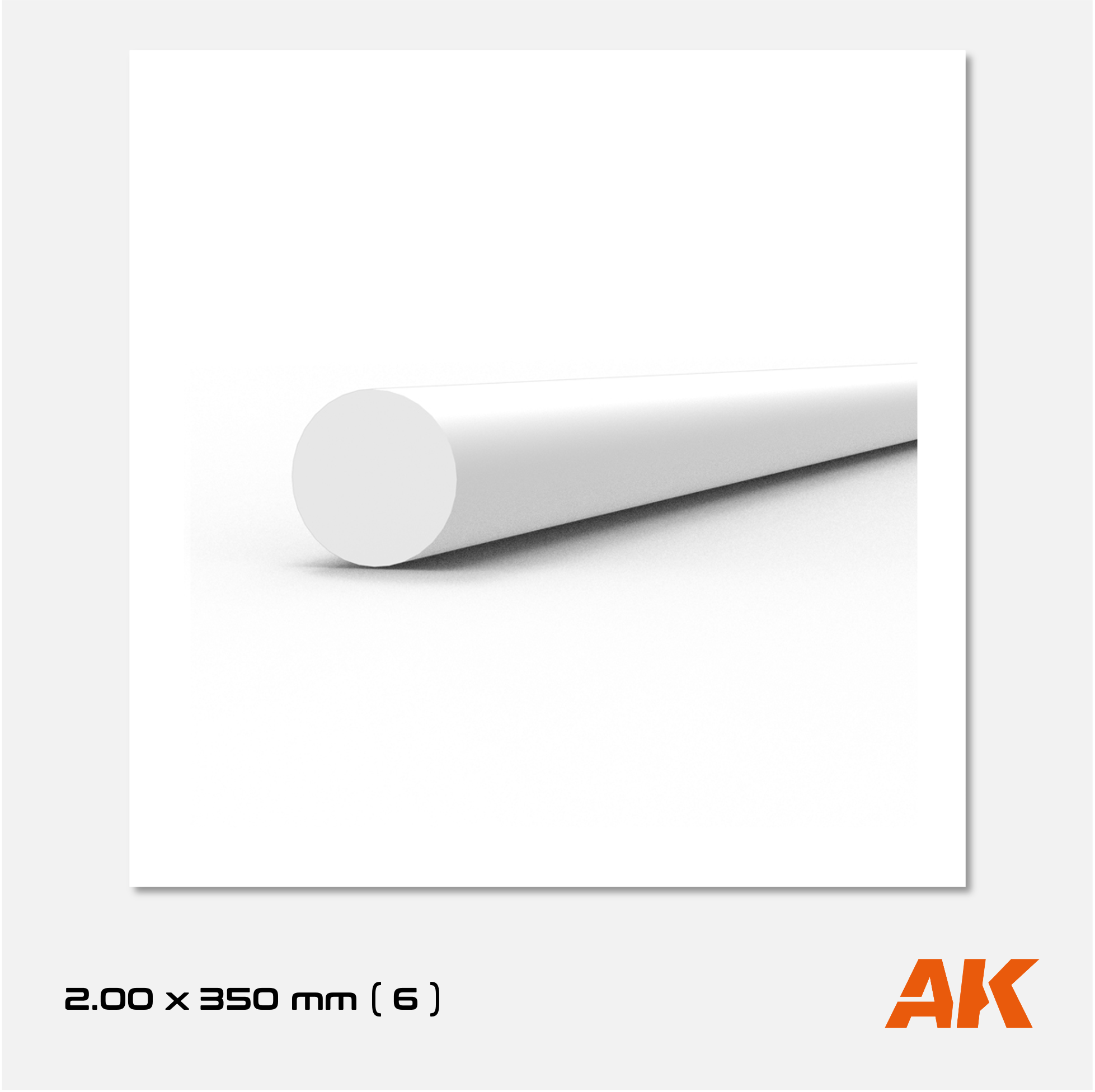 AK Styrene Rod - 2.00mm x 350mm (6 units)
