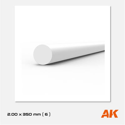 AK Styrene Rod - 2.00mm x 350mm (6 units)