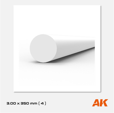 AK Styrene Rod - 3.00mm x 350mm (4 units)