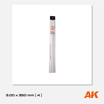 AK Styrene Rod - 3.00mm x 350mm (4 units)