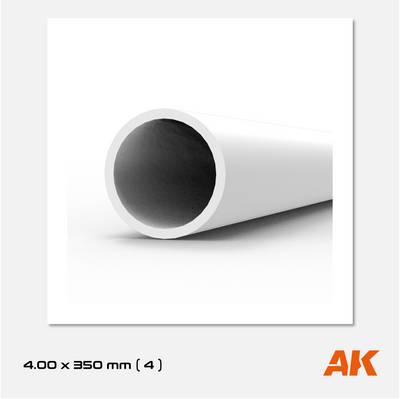 AK Styrene Round Tube - 4.00mm x 350mm (4 units)