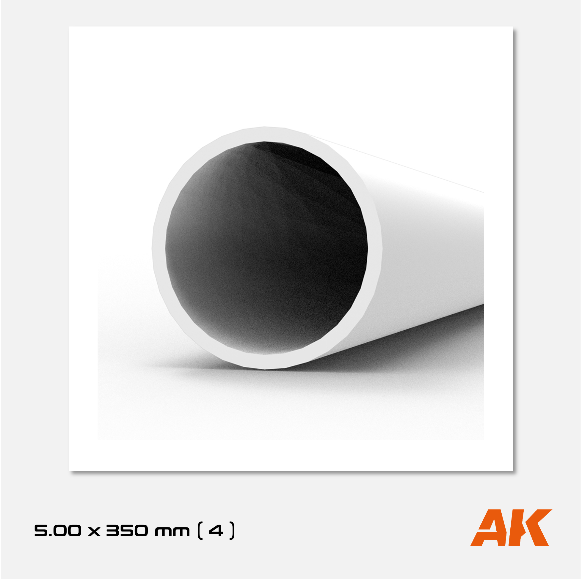 AK Styrene Round Tube - 5.00mm x 350mm (4 units)