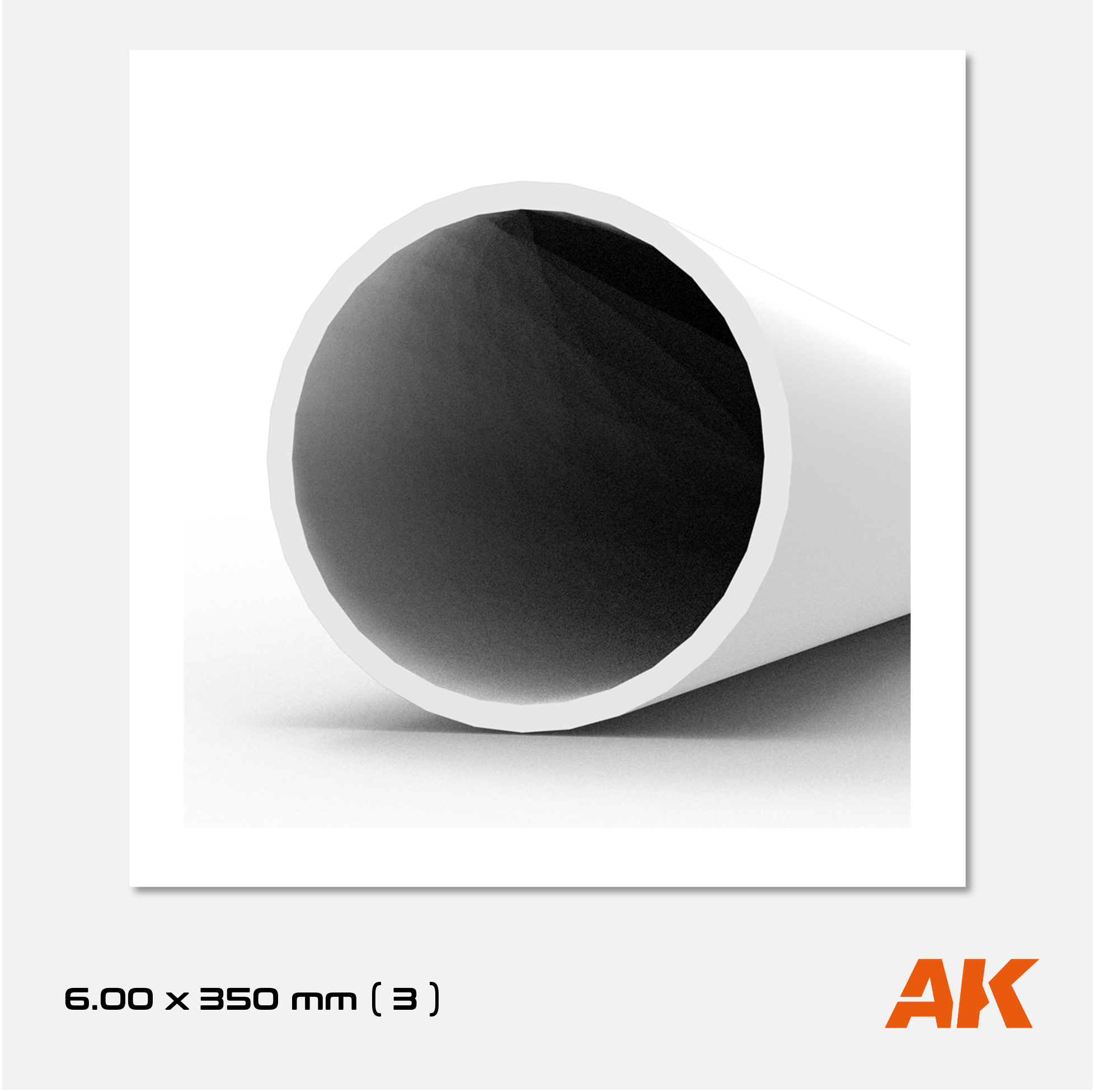AK Styrene Round Tube - 6.00mm x 350mm (3 units)