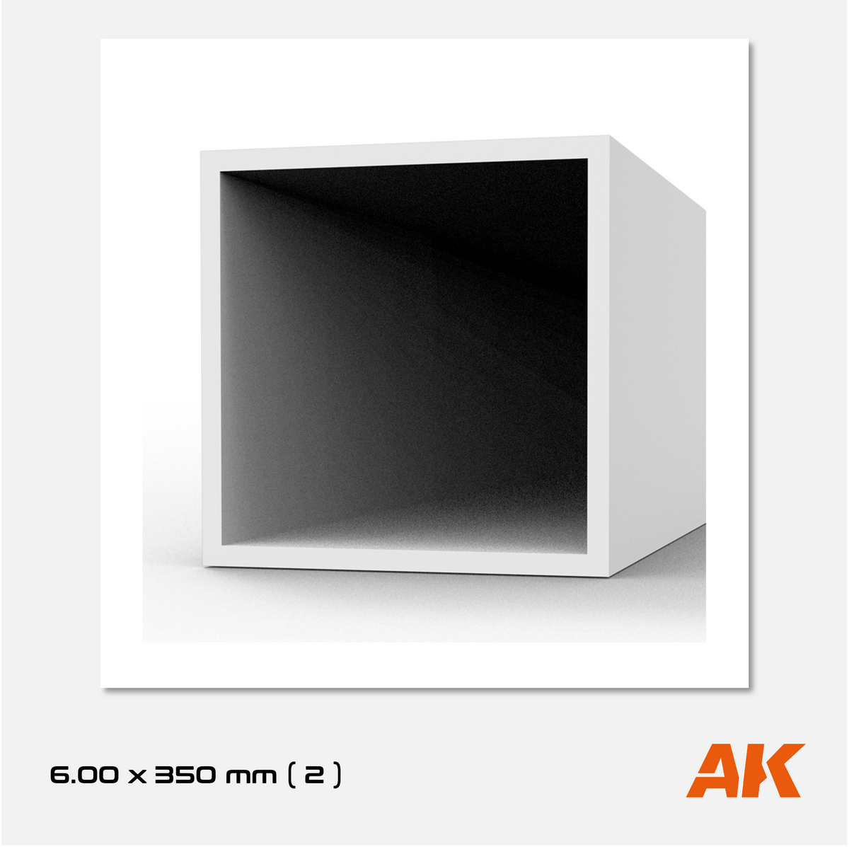 AK Styrene Square Tube - 6.00mm x 350mm (2 units)