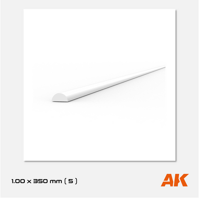 AK Styrene Half Cane - 1.00mm x 350mm (5 units)