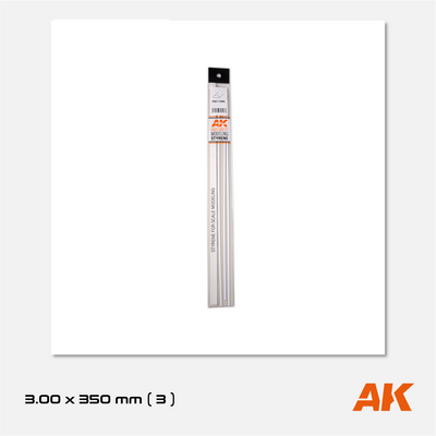 AK Styrene Half Cane - 3.00mm x 350mm (3 units)