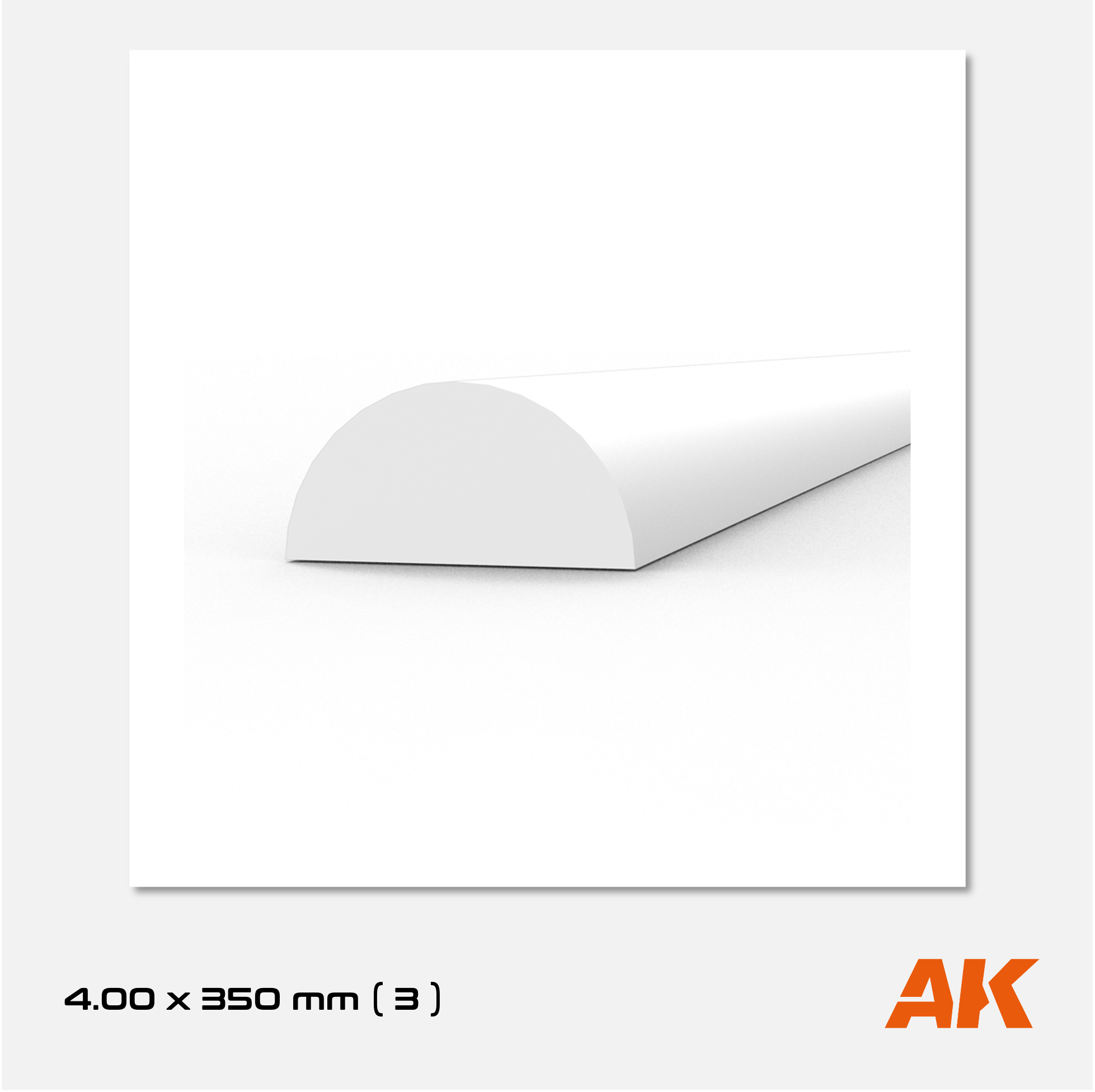 AK Styrene Half Cane - 4.00mm x 350mm (3 units)