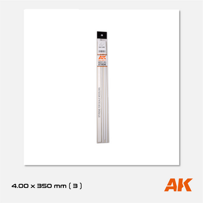 AK Styrene Half Cane - 4.00mm x 350mm (3 units)