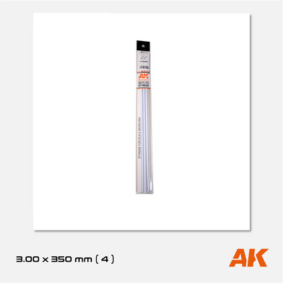 AK Styrene U-Channel - 3.00mm width x 350mm (4 units)