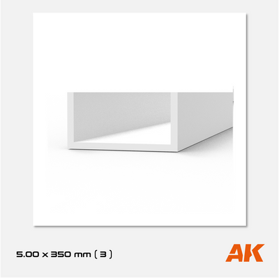 AK Styrene U-Channel - 5.00mm width x 350mm (3 units)