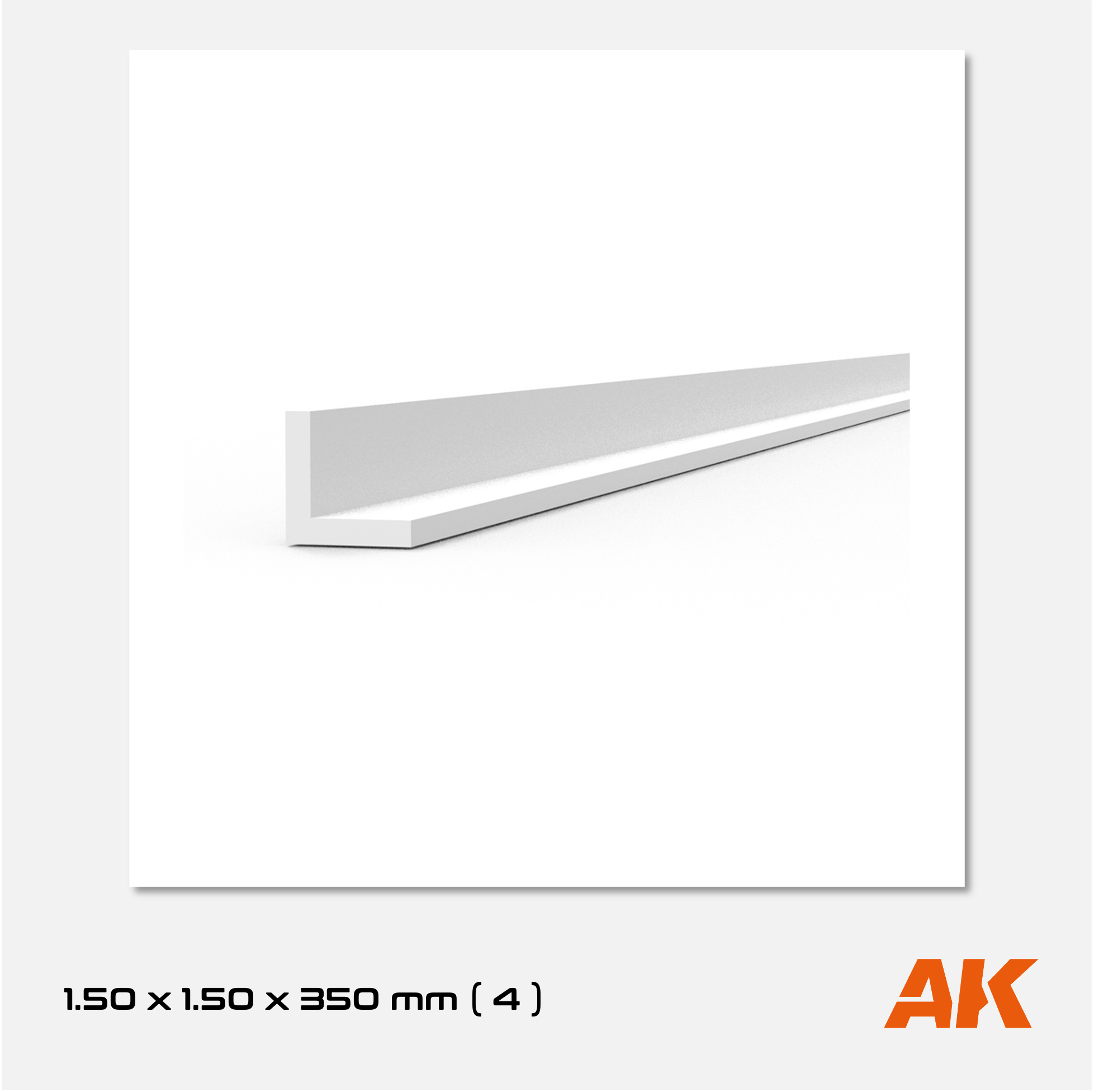 AK Styrene Angle - 1.50mm x 1.50mm x 350mm (4 units)