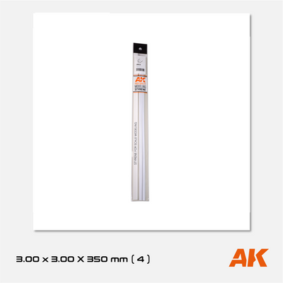 AK Styrene Angle - 3.00mm x 3.00mm x 350mm (4 units)