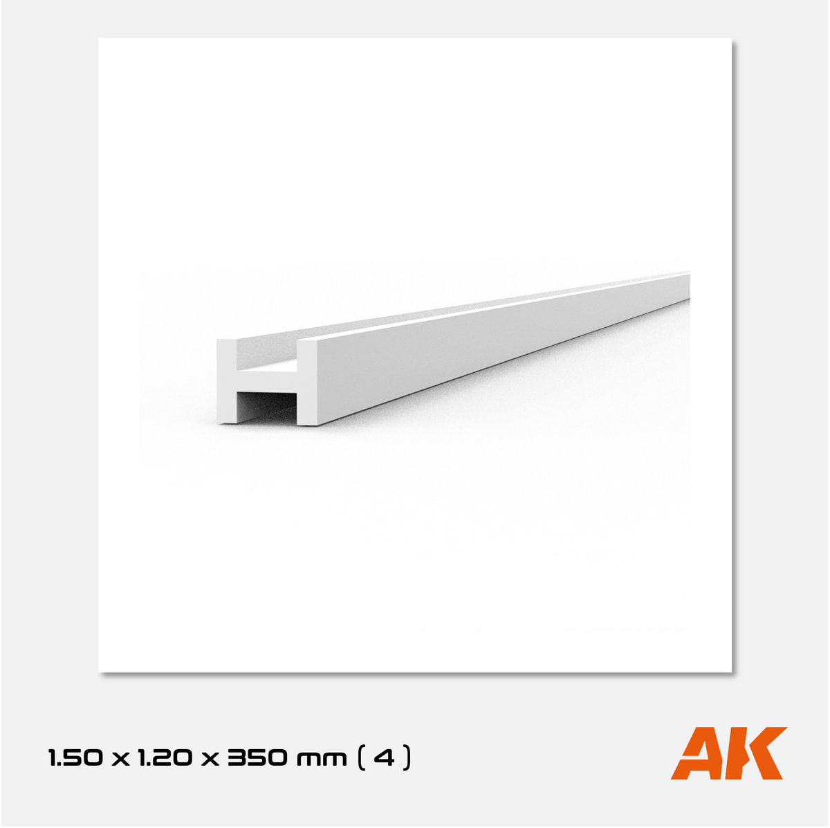 AK Styrene Beam I Shape - 1.50mm x 1.20mm x 350mm (4 units)