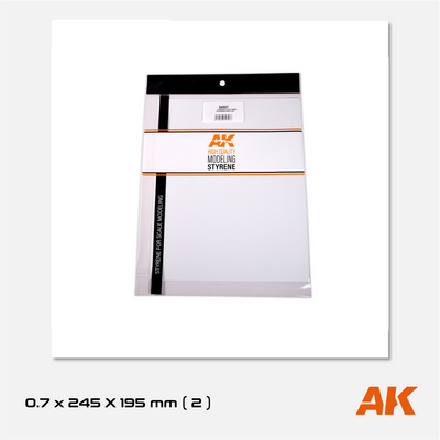 AK Styrene Sheet - 0.70mm thickness - 245mm x 295mm (3 units)