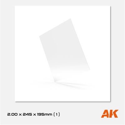AK Styrene Sheet - 2.00mm thickness - 245mm x 295mm (1 unit)