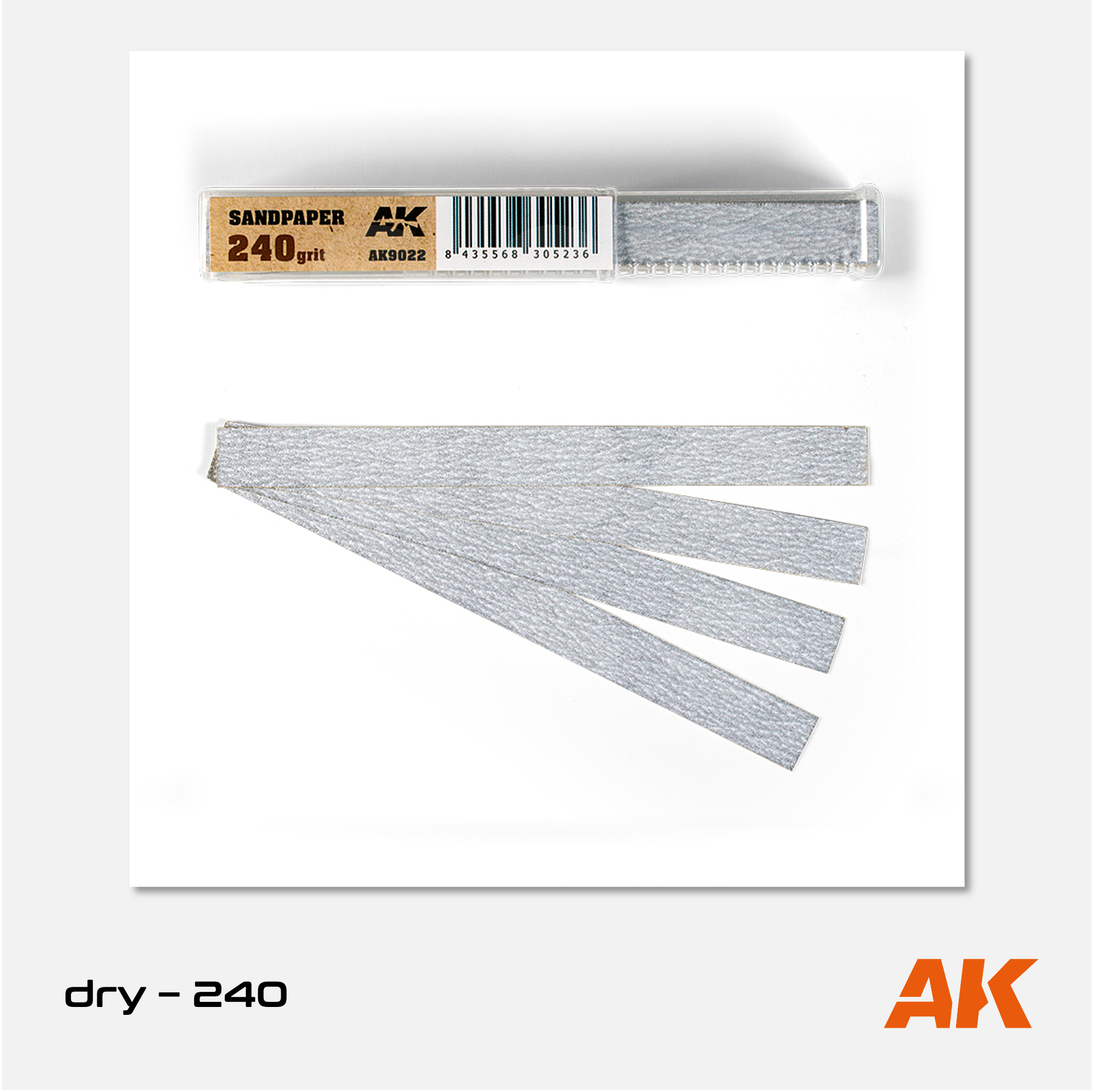 AK Interactive - Sandpaper - 240 grit (dry) - 50 sticks 11cm x 1cm - AK9022 - Gothaforce