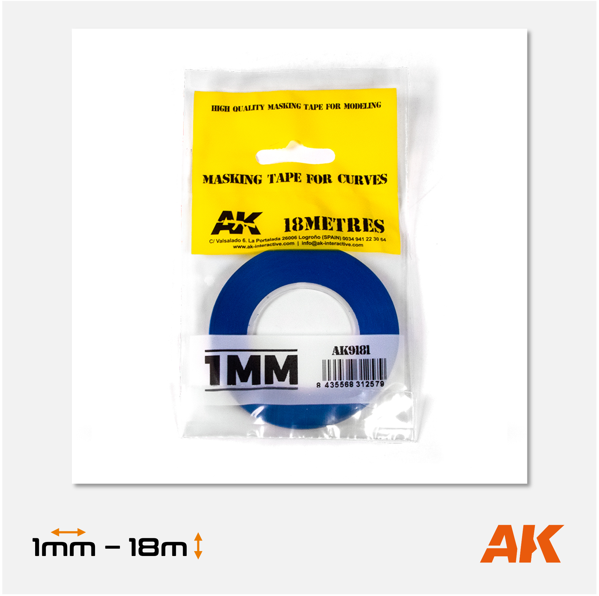 AK Masking Tape for Curves - 1mm