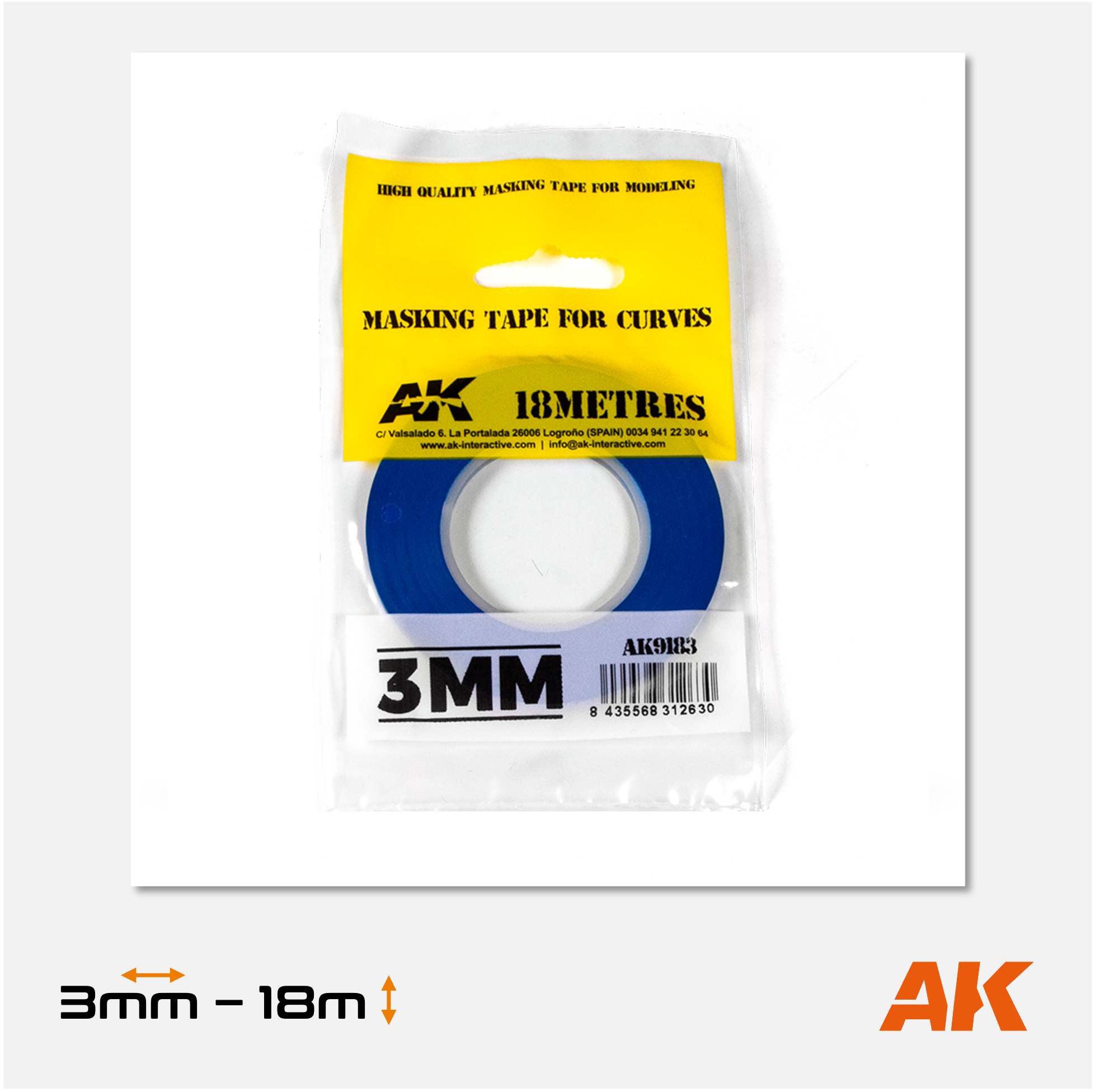 AK Masking Tape for Curves - 3mm