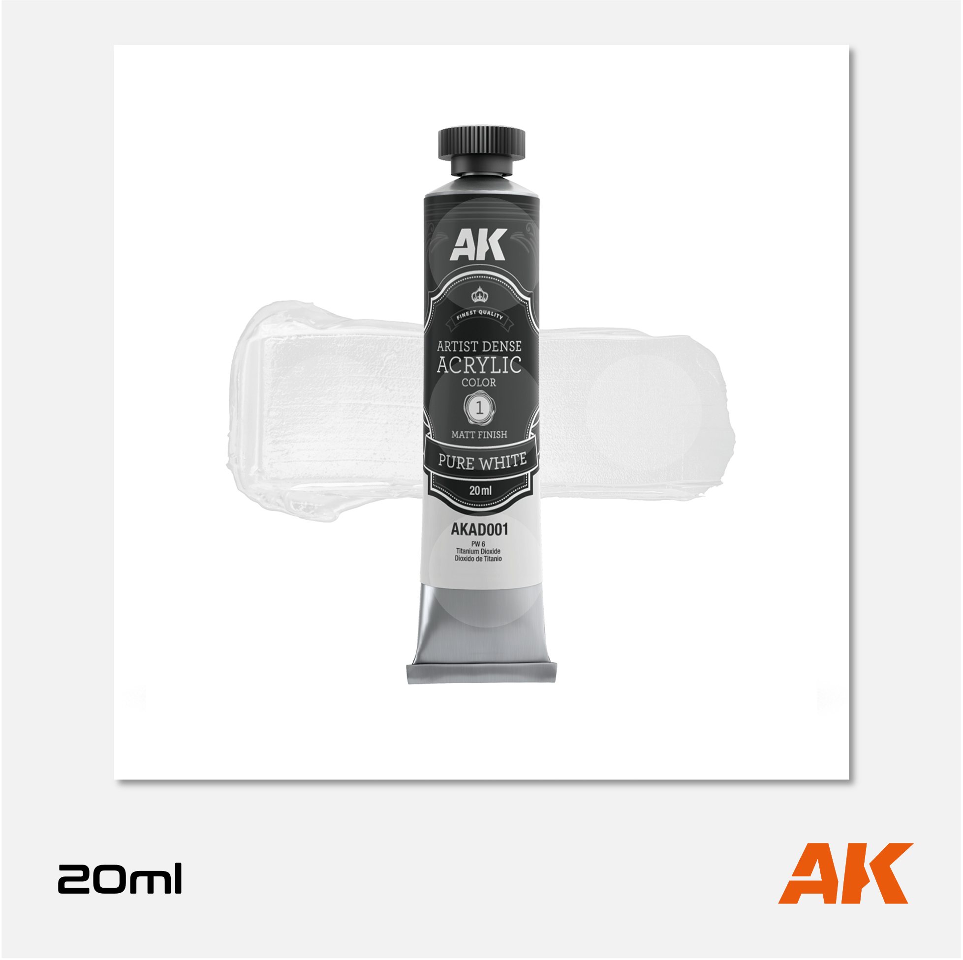 AK Interactive - Artist Dense Acrylic Colors - Pure White - AKAD001 - Gothaforce