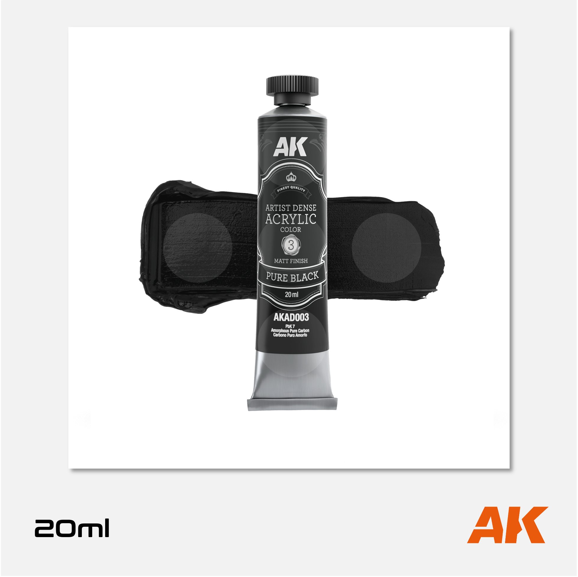 AK Interactive - Artist Dense Acrylic Colors - Pure Black - AKAD003 - Gothaforce