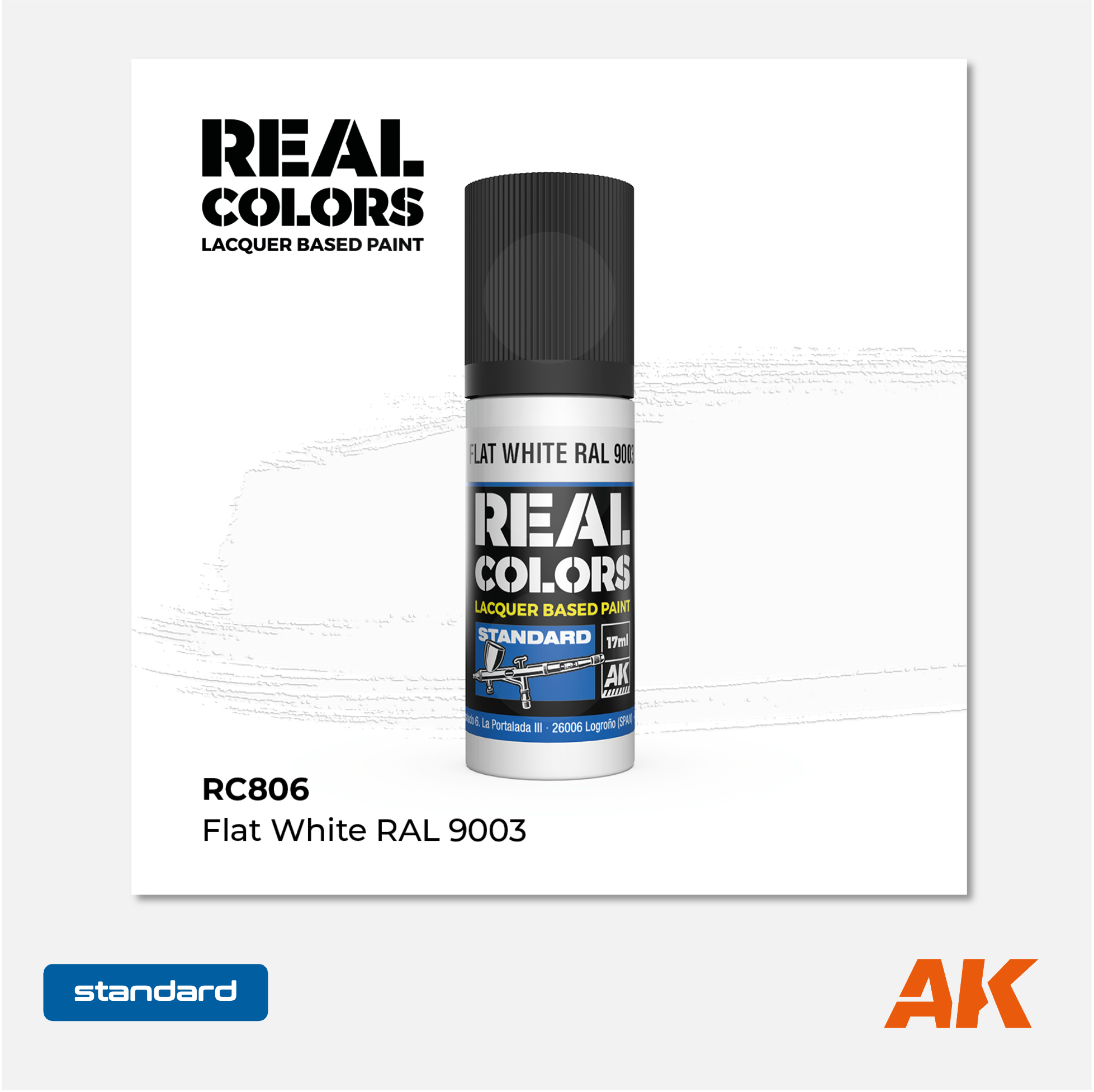 AK Interactive - Real Colors Lacquer Based Paint - Flat White RAL 9003 - RC806 - Gothaforce
