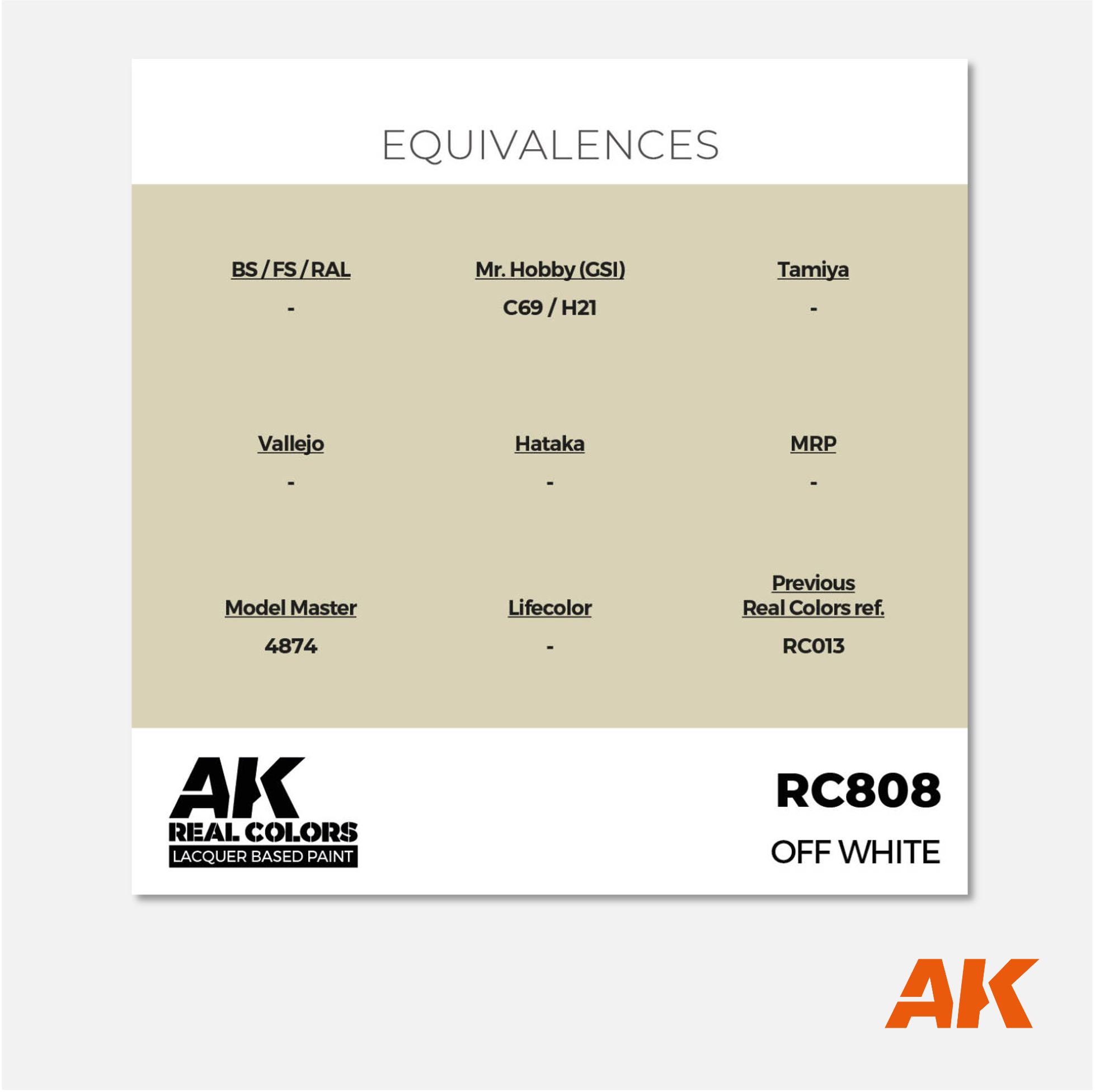 AK Interactive - Real Colors Lacquer Based Paint - Off White - RC808 - Gothaforce